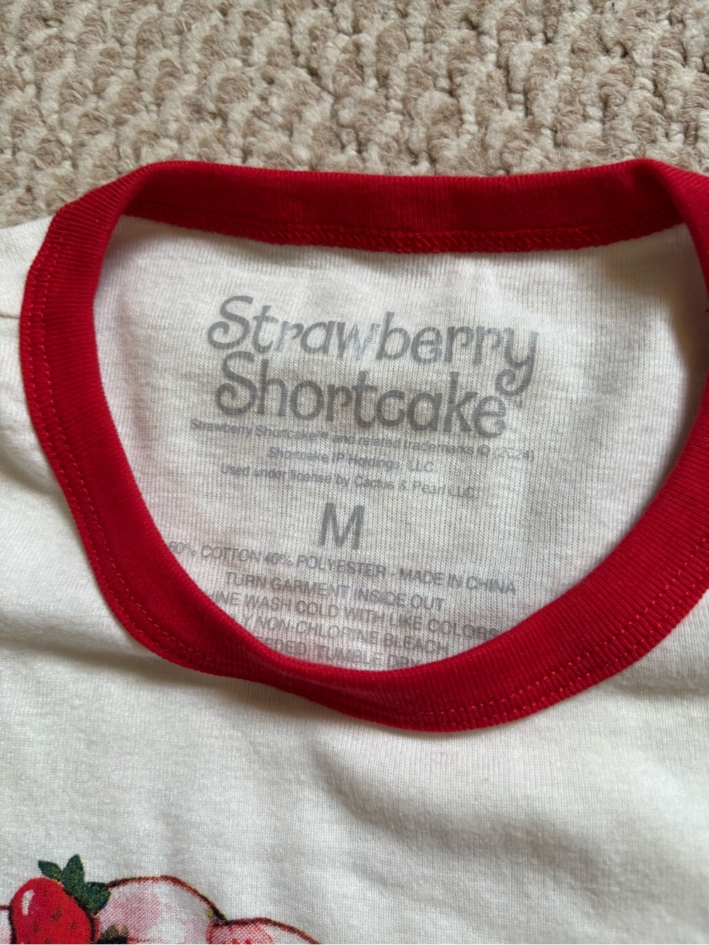 Strawberry Shortcake Cream Graphic Women’s Tops - Picture 4 of 9